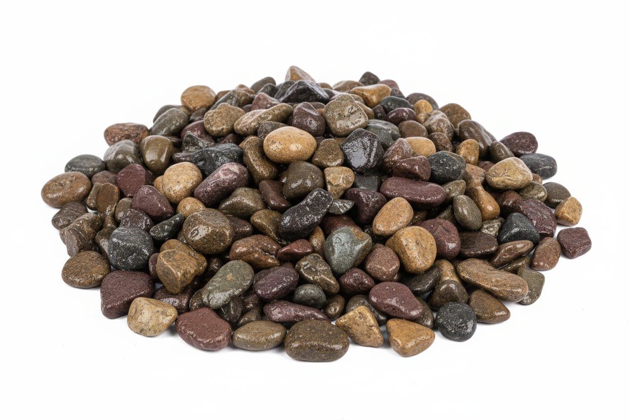 River Rock pile on white background